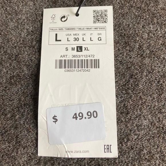 New Zara Grey Acrylic Polyester Short Sleeve Dress size L - Picture 13 of 16